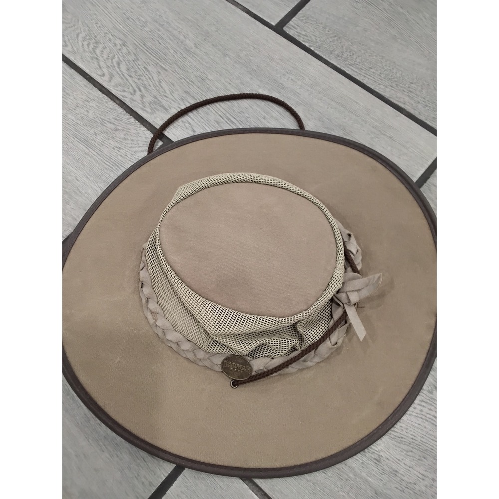 Barmah Hats Squashy Canvas Drover Mesh Sun Hat Tan Khaki Wide Brim Outback